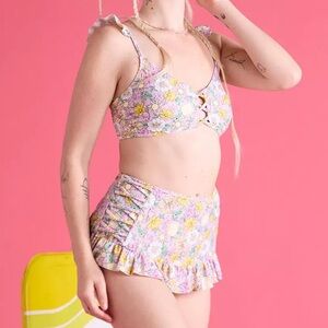 Disney Tangled Ruffle Skirted Swim Bottoms‎ & Top Hot Topic